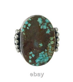 Native American Navajo P. Yazzie 925 Sterling Silver Turquoise Ring Size 6.75