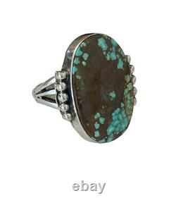 Native American Navajo P. Yazzie 925 Sterling Silver Turquoise Ring Size 6.75