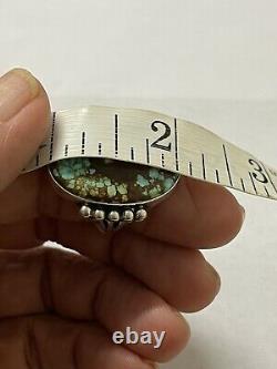 Native American Navajo P. Yazzie 925 Sterling Silver Turquoise Ring Size 6.75