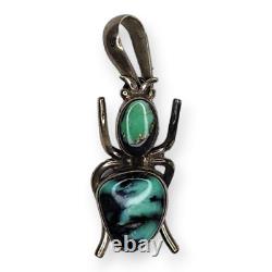 Native American Navajo Paul Livingston Turquoise Sterling Silver Bug Pendant