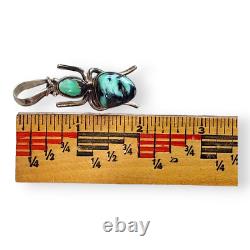 Native American Navajo Paul Livingston Turquoise Sterling Silver Bug Pendant