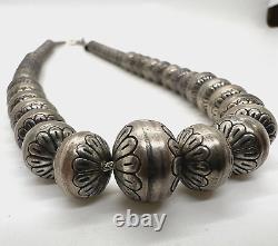 Native American Navajo Pearl Antique Bead Necklace 18.5 L Floral Pattern #1