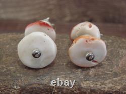 Native American Navajo Pearl & Spiny Oyster Dangle Earrings by Coriz