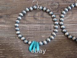 Native American Navajo Pearl & Turquoise Dangle Earrings by Jake