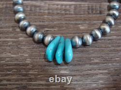 Native American Navajo Pearl & Turquoise Dangle Earrings by Jake