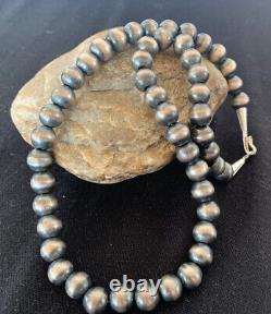 Native American Navajo Pearls 10 mm Sterling Silver Bead Necklace 18 00379