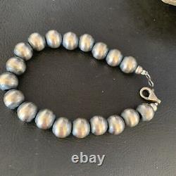 Native American Navajo Pearls 10mm Beads 8 Sterling Silver Bracelet 14183