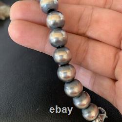 Native American Navajo Pearls 10mm Beads 8 Sterling Silver Bracelet 14183