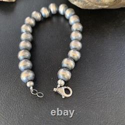 Native American Navajo Pearls 10mm Beads 8 Sterling Silver Bracelet 14183
