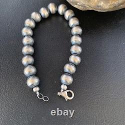 Native American Navajo Pearls 10mm Beads 8 Sterling Silver Bracelet 14183