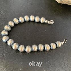 Native American Navajo Pearls 10mm Beads 8 Sterling Silver Bracelet 14183