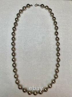 Native American Navajo Pearls 26 Sterling Silver Bench Bead Necklace 108 Gram