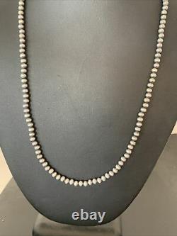 Native American Navajo Pearls 4mm Sterling Silver Bead Necklace 16 Sale Gift