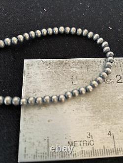 Native American Navajo Pearls 4mm Sterling Silver Bead Necklace 16 Sale Gift
