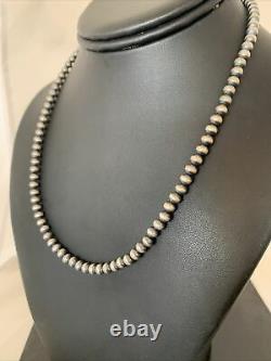 Native American Navajo Pearls 5 mm Sterling Silver Bead Necklace 18Sale
