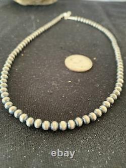 Native American Navajo Pearls 5 mm Sterling Silver Bead Necklace 18Sale