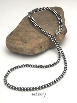 Native American Navajo Pearls 5 mm Sterling Silver Bead Necklace 36