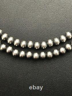 Native American Navajo Pearls 5 mm Sterling Silver Bead Necklace 36