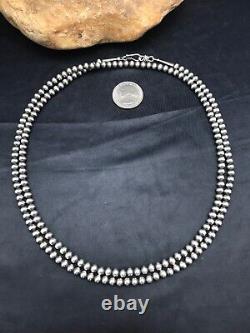 Native American Navajo Pearls 5 mm Sterling Silver Bead Necklace 36