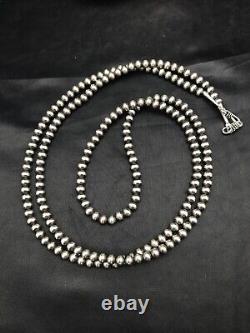 Native American Navajo Pearls 5 mm Sterling Silver Bead Necklace 36