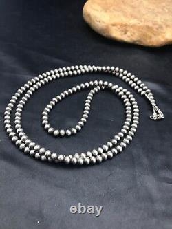 Native American Navajo Pearls 5 mm Sterling Silver Bead Necklace 36