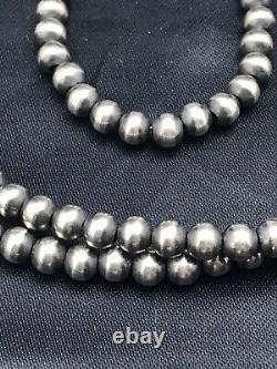 Native American Navajo Pearls 5 mm Sterling Silver Bead Necklace 36