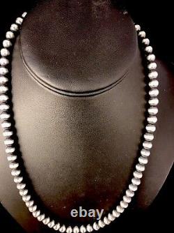 Native American Navajo Pearls 5mm Sterling Silver Bead Necklace 20 Sale 301