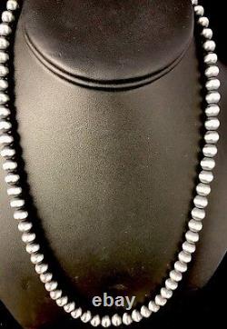 Native American Navajo Pearls 5mm Sterling Silver Bead Necklace 20 Sale 301