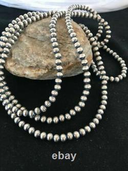 Native American Navajo Pearls 6 mm Sterling Silver Bead Necklace 60 Sale Gift