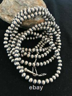 Native American Navajo Pearls 6 mm Sterling Silver Bead Necklace 60 Sale Gift