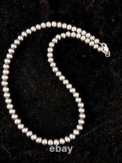 Native American Navajo Pearls 6mm Sterling Silver Bead Necklace 19 Sale 390