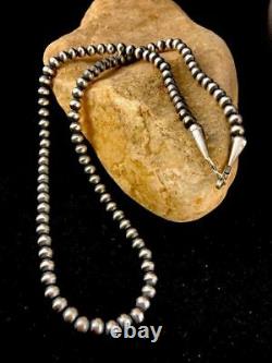 Native American Navajo Pearls 6mm Sterling Silver Bead Necklace 26 Sale A388