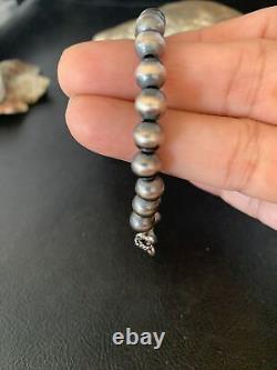 Native American Navajo Pearls 7mm Beads 7 Sterling Silver Bracelet 14180