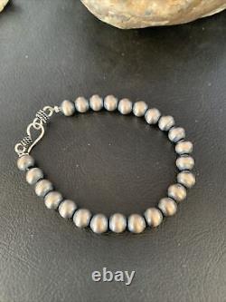 Native American Navajo Pearls 7mm Beads 7 Sterling Silver Bracelet 14180