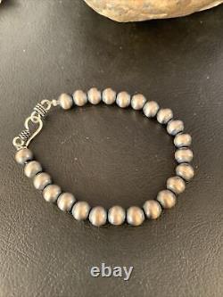 Native American Navajo Pearls 7mm Beads 7 Sterling Silver Bracelet 14180