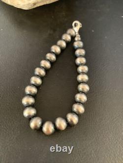 Native American Navajo Pearls 8mm Beads 7 Sterling Silver Bracelet 99987