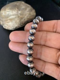 Native American Navajo Pearls 8mm Beads 8 Sterling Silver Bracelet 99988