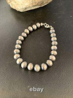 Native American Navajo Pearls 8mm Beads 8 Sterling Silver Bracelet 99988