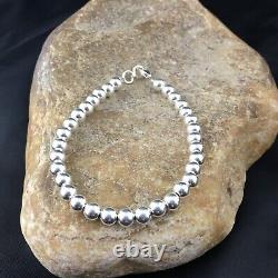 Native American Navajo Pearls Beads 7.25 Sterling Silver Bracelet 10252