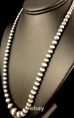 Native American Navajo Pearls Graduated Sterling Silver Bead Necklace 20 341