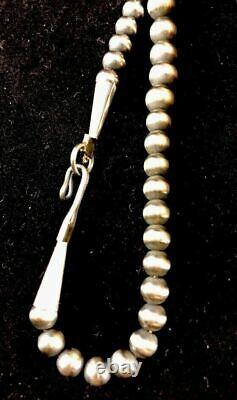 Native American Navajo Pearls Graduated Sterling Silver Bead Necklace 20 341