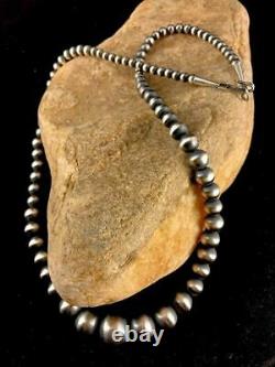 Native American Navajo Pearls Graduated Sterling Silver Bead Necklace 20 341