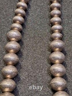 Native American Navajo Pearls Graduated Sterling Silver Bead Necklace 26.5