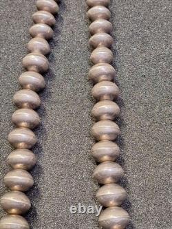 Native American Navajo Pearls Graduated Sterling Silver Bead Necklace 26.5