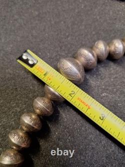 Native American Navajo Pearls Graduated Sterling Silver Bead Necklace 26.5