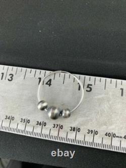 Native American Navajo Pearls Hoop Earrings Sterling Silver 3755