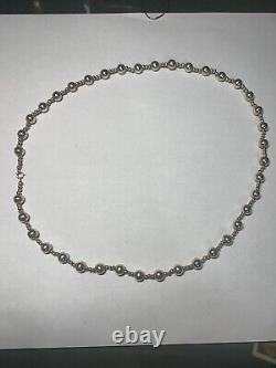 Native American Navajo Pearls Sterling Silver Bead Necklace