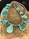 Native American Navajo Pearls Sterling Silver Blue Turquoise Necklace 306