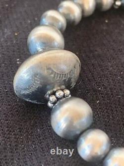 Native American Navajo Pearls Sterling Silver Handmade Bead Bracelet Gift 4699