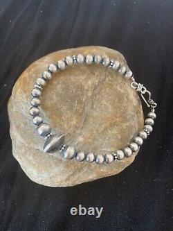 Native American Navajo Pearls Sterling Silver Handmade Bead Bracelet Gift 4699